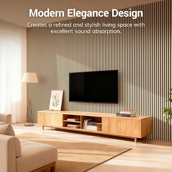 TONOR Wood Slatwall Panels, 2 Pack 47.2" x 23.6"/ 120 x60cm(15.5ft²) Acoustic Wall Panels, Wood Slat Acoustic Panels for Noise Cancelling and Wall Décor Living Room, Bedroom, Home Decor, Office, Oak
