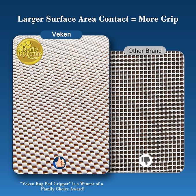 Veken Non Slip Rug Pad Gripper 8 x 10 Feet Extra Thick Pads for Any Hard Surface Floors, Keep Your Rugs Safe and in Place, Under Carpet Anti Skid Mat