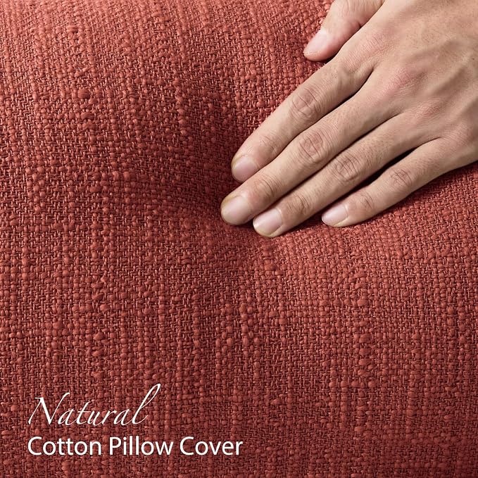 Kevin Textile 14x36 Inch Long Lumbar Pillow Cover 1 Pack Boho Fringe Decorative Rectangle Cushion Case with Tassels Neutral Cotton Woven Textured Farmhouse for Living Room Couch Sofa Bed, Burnt Brick