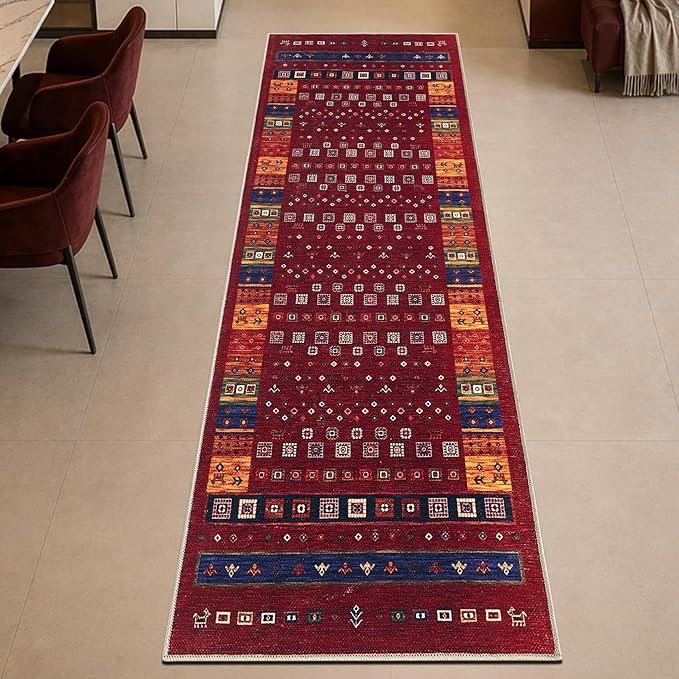 Keen Home Design 30"x120" Rug - Machine Washable Runner Rug with Non-Slip Backing, Ideal for Hallway, Entryway, Kitchen, Laundry Room - Vintage, Easy Clean, Durable, Low Pile - (2'6" x 10')