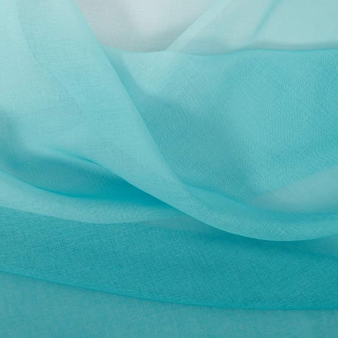 DWCN Ombre Sheer Curtains - Faux Linen Semi Voile Gradient Grommet Top Girl's Bedroom and Living Room Drapes, Set of 2 Window Curtain Panels, 42 x 63 Inch Length, Teal