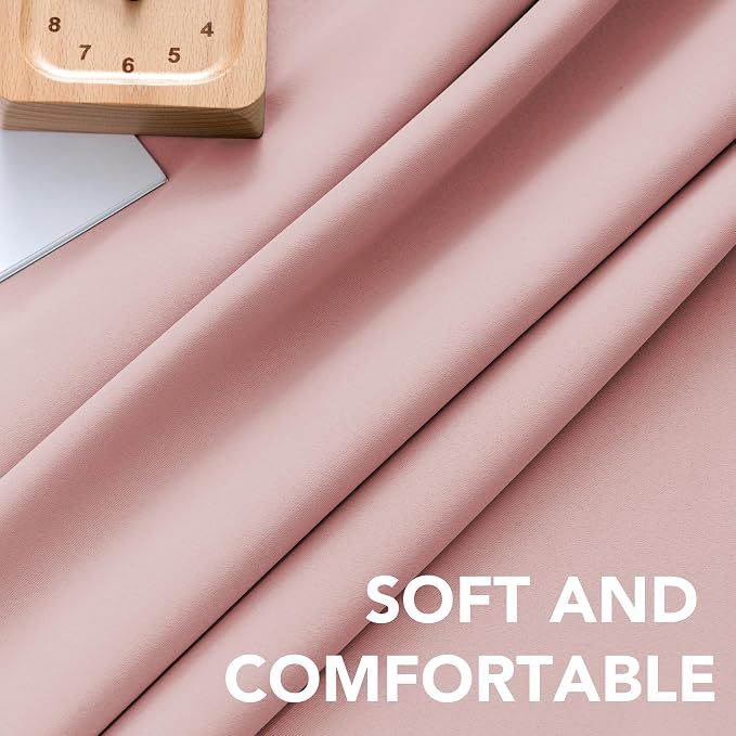 H.VERSAILTEX Blackout Curtains Thermal Insulated Window Treatment Panels Room Darkening Blackout Drapes for Living Room Back Tab/Rod Pocket Bedroom Draperies (2 Panels, Baby Pink, 52 x 96 Inch)