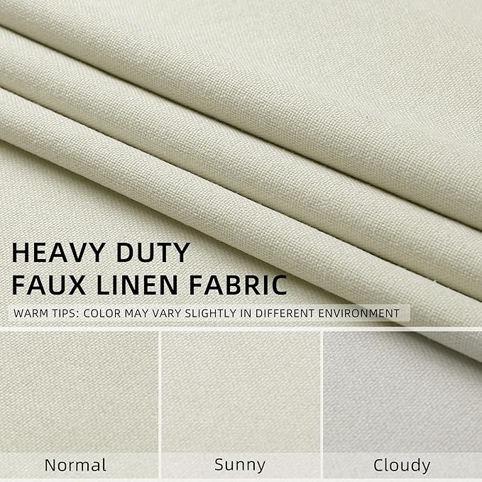 ChrisDowa Ivory Pinch Pleated Blackout Linen Curtains 72 inches Long 2 Panels for Living Room Bedroom Farmhouse Room darking Thermal Insulated Back Tab Hooks Rings Window Treatment Drapes,40x72