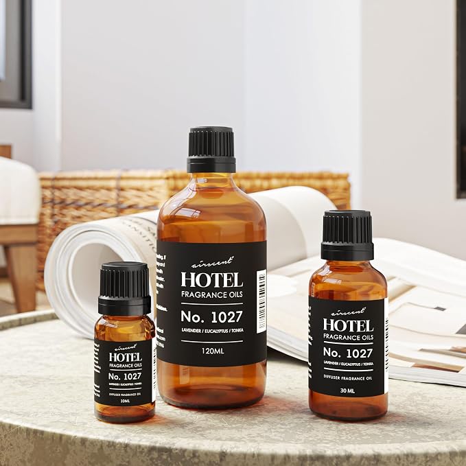 AirScent Hotel Diffuser Oil No. 1027 - Zen Hotel Scent Inspired - 120 mL | Lavender Eucalyptus Tonka - Premium Fragrance Oil for Ultrasonic and Waterless Diffusers and Crafting - 4 fl oz Bottle