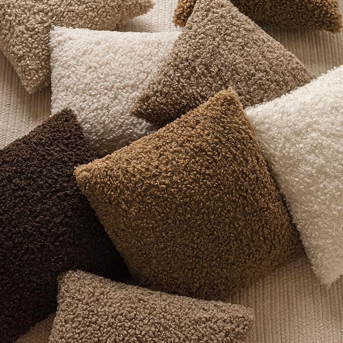 Foindtower 2 Pieces 22x22 Inch Dark Bronze, Faux Fur Throw Pillow Cover Accent Sherpa Furry Pillow Covers Fuzzy Soft Pillowcases Cozy Sheepskin Decorative Fleece Cushion Case for Bed Couch Living Room