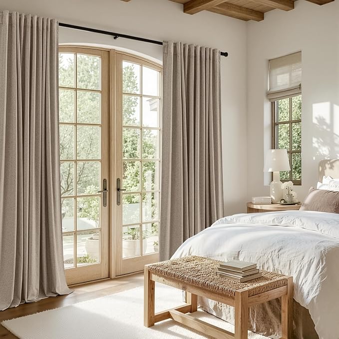 MIULEE 100% Blackout Linen Curtains for Bedroom 108 inches Long, Thermal Insulated Room Darkening Black Out Drapes for Living Room, Back Tab Rod Pocket, 2 Panels Set, 40 Wide x 108 Length, Taupe