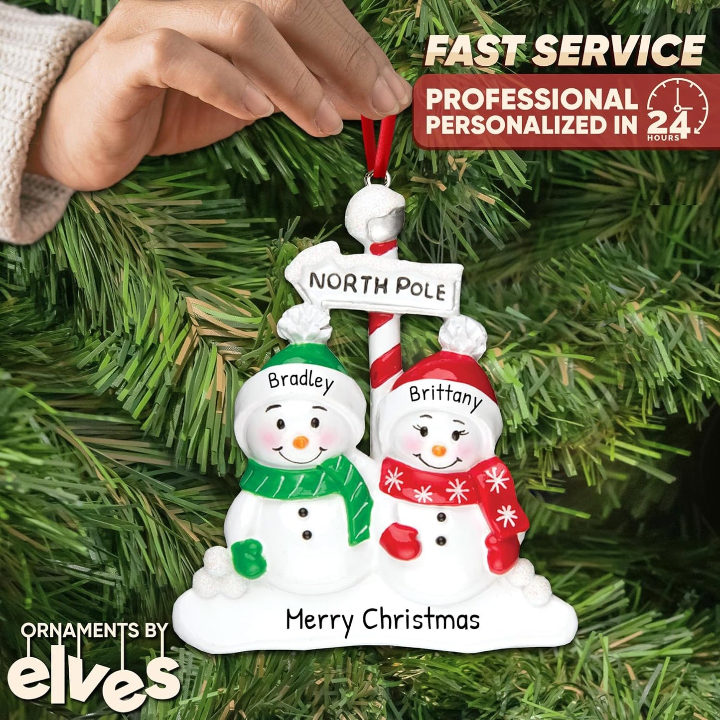 Personalized Our First Christmas Ornament 2025 | Custom Smiling Snowman Couple Ornaments Together Couples Ornament 2025 Family of 2 Unique for a Couple Ornaments Couples Unique Gifts