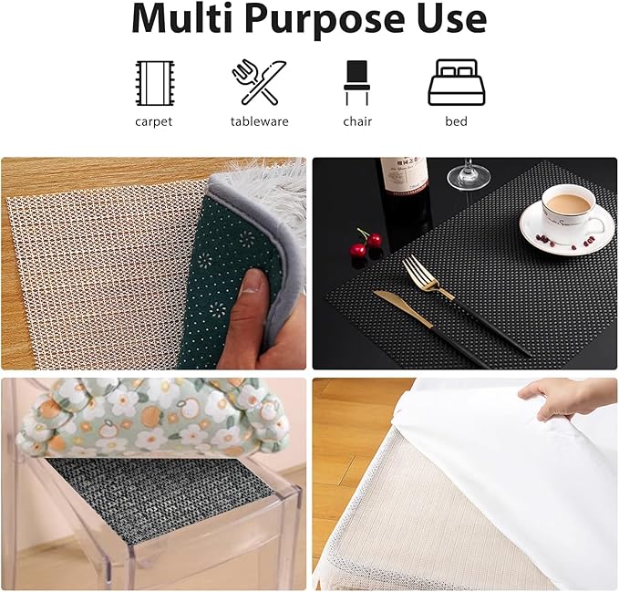 Non Slip Rug Pads for Hardwood Floors, 2x3 Rug Pad Gripper for Area Rugs, Under Carpet Anti Skid Mat, Black, Keep Your Rugs Safe and in Place