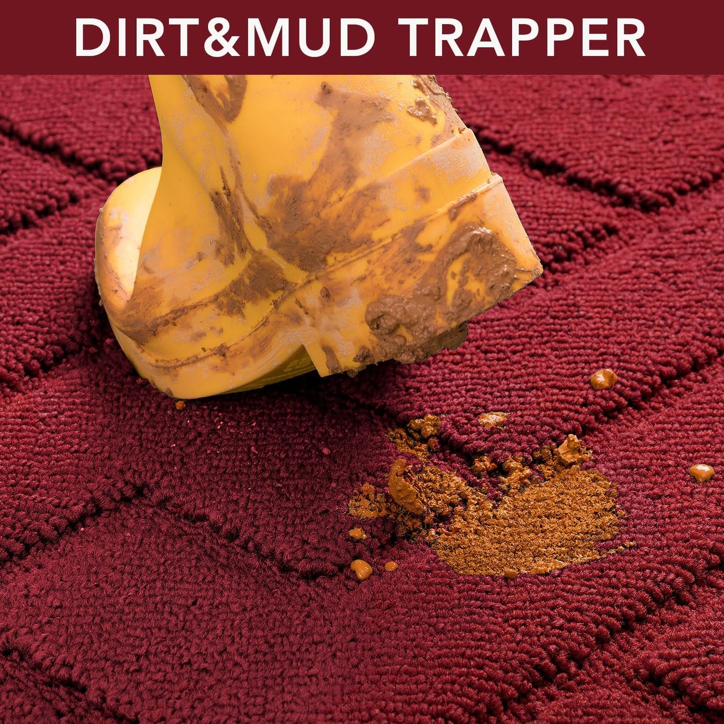 hicorfe Front Door Mat Outside Entrance,36"x59" Absorbent Muddy Dirt Resist Welcome Door Mats Outdoor Indoor,Stain and Fade Resistant,Non Slip Backing Entry Mat Doormat for Entryway(Red)