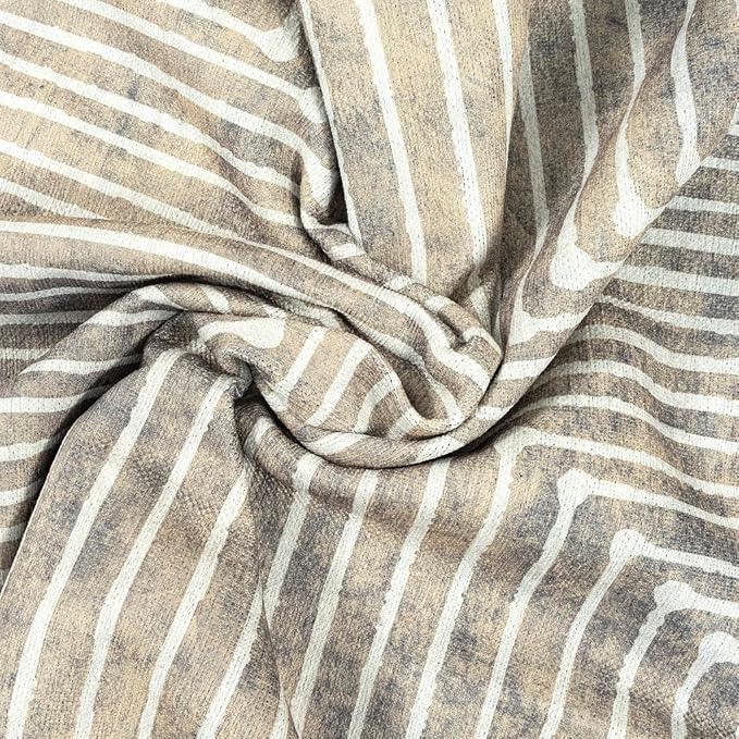 GLN Rugs Contemporary Collection - Machine Washable Area Rug, Contemporary Washable, Non Slip, Low Pile Chenille Rug, Living Room, Bedroom, Kitchen Rug (3' x 5' Lines Cream)