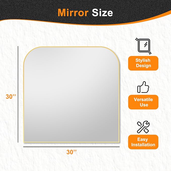 Bathroom Vanity Mirror,30" x 30" Gold Metal Framed Wall Mirror for Over Sink, Living Room, Bedroom,Entryway Decor