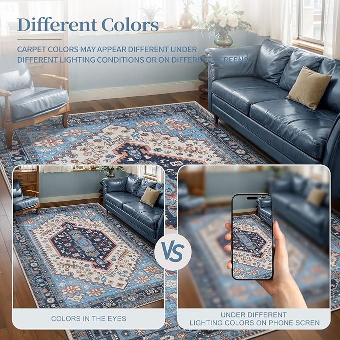 Ciicool Washable Non Slip Runner Rug, 2x6ft Hallway Rug Vintage Kitchen Rugs Soft Carpet for Entrance Bedroom Bedside Living Room Kitchen Laundry Bathroom Decor