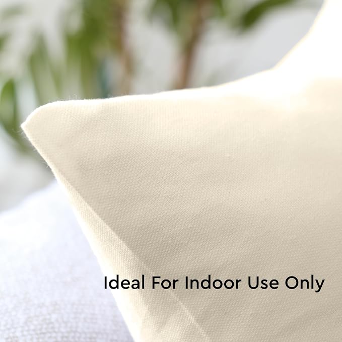 Encasa XO Throw Pillow Covers 18x18 in Set of 10 Natural | No Inserts | Cotton Pillow Covers for Living Room, Bed, Sofa, Couch | Decorative Cushion Covers with Improved Zipper