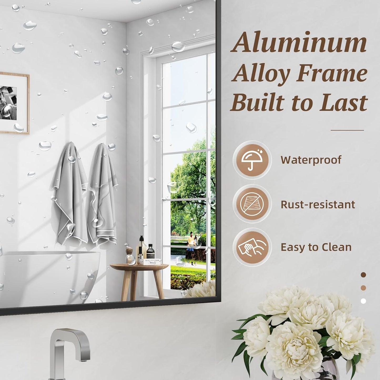 Bathroom Mirror 60" x 30", Large Rectangle Wall Mirror, Black Metal Frame Wall Mounted Mirrors for Bathroom, Vanity, Bedroom, Entryway Decor(Horizontal/Vertical)