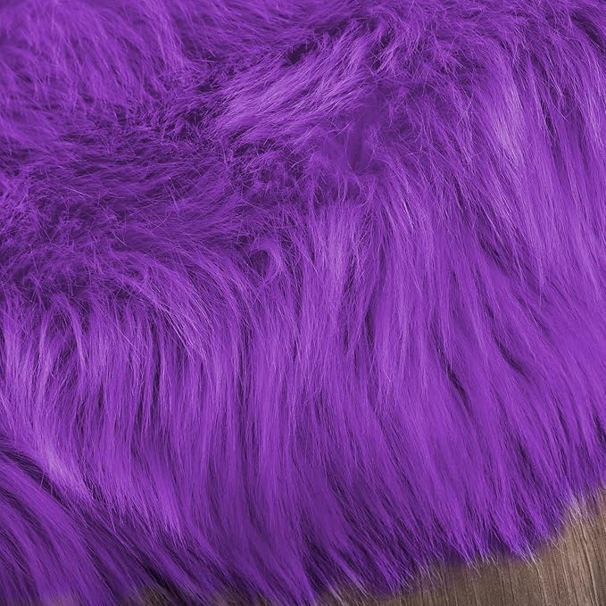 Latepis Alfombras para Salas 5x8 Area Rug Purple Fluffy Washable Shag Faux Fur Throw Rugs for Living Room Bedroom Boho Rug Home Decor Rectangle