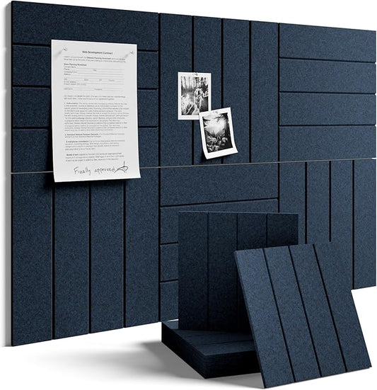 Fluxynara Large Felt Bulletin Board 36"x24" Cork Board Alternative - 6 Pack with 32 Safe Removable Adhesive Tabs, Cork Boards for Walls Cork Board for Home Office Classroom Pin Board-Carbon Blue