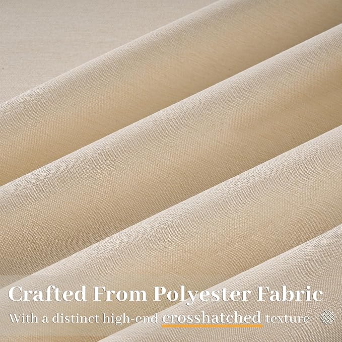 90 Inches Long Pinch Pleated Semi Sheer Curtains,Beige Linen Blended Light Filtering Window Curtains 90 Length 2 Panels for Living Room Bedroom Pinch Pleat Drapes with Hooks 2 Panels