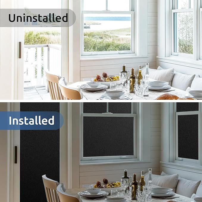 rabbitgoo Blackout Window Film, Sun Heat Blocking Privacy Cover for Glass, Removable Opaque Room Darkening Dark Black Out Window Covers Tint Shades for Home Day Sleep Light Blocker 23.6 x 157 Inches