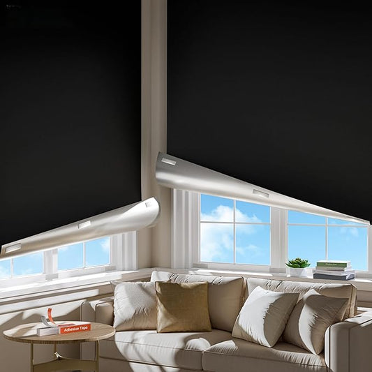 2 Pack Portable Blackout Curtains for Bedroom, Easy Install No Drill Black Out Shades&Blinds for Indoor Windows with Upgraded Hook&Loop Tapes,100% Blackout Window Cover for RV/Nursery 58" W x118 H