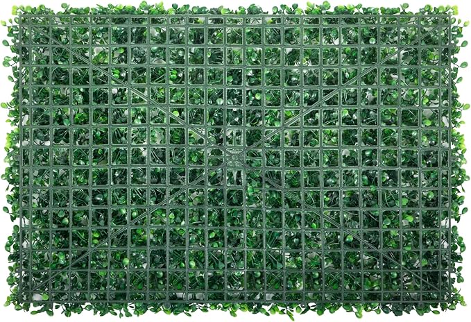 VEVOR 12PCS Grass Wall Panels, 24 x 16 in for 32 Sq Ft, Boxwood Hedge Wall Panels Artificial Grass Backdrop Wall, 1.6 in Sun Protected Privacy Hedge Screen for Indoor Outdoor Garden Fence Backyard