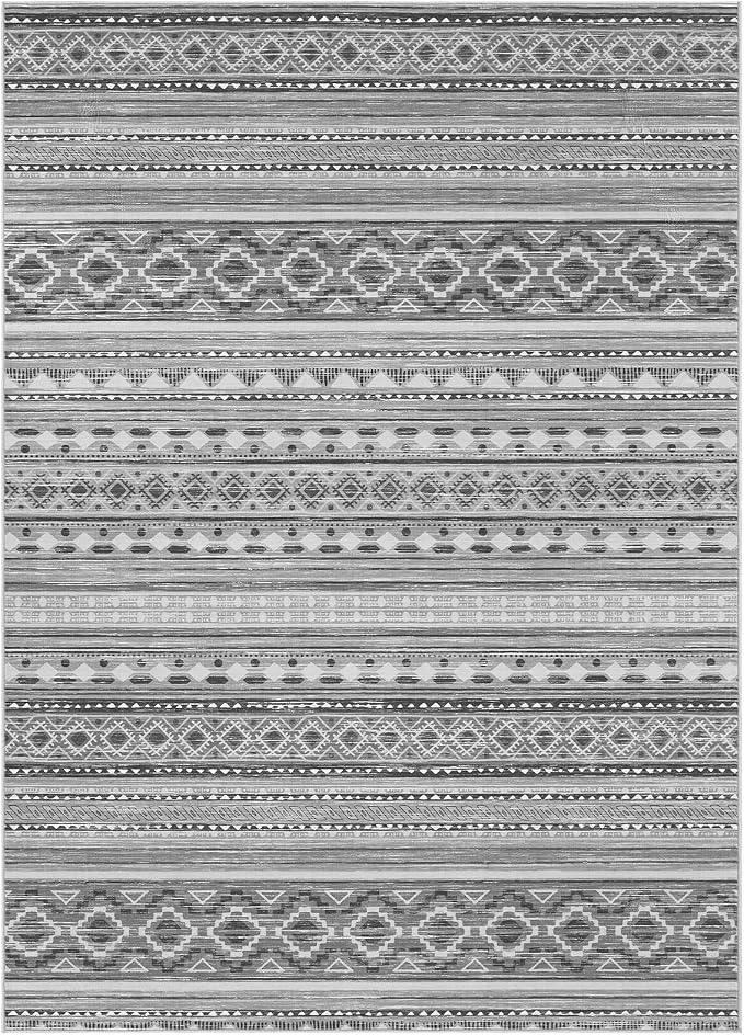 cotiled 7x9 Area Rugs Living Room Rug: Washable Boho Rugs with Non Slip Backing Large Soft Indoor Stain Resistant Carpet for Bedroom Farmhouse Dining Room Lightweight Home Decor Beige Grey