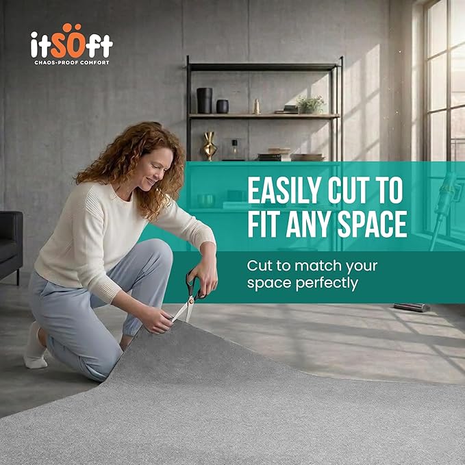 Premium Non Slip Rug Pad 5x8 Feet, 1/4" Thick Cushioned Rug Gripper for Hardwood Floors, Vinyl, Laminate, Stone, Carpet & Tile, Under Rug Padding Protects Floors
