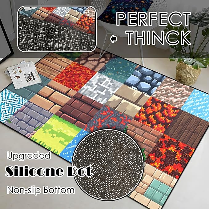 Game Room Rug 8‘x10’ - Gaming Rugs for Boys Bedroom Gamer Carpet Gaming Floor Mat Rugs Gamer Rug Video Game Decor for Bedroom Living Room Playroom