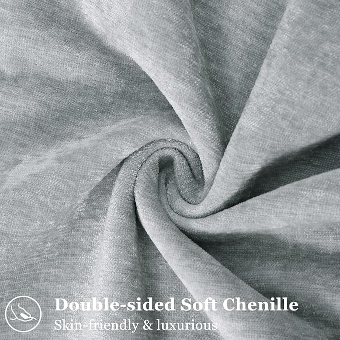 decorUhome Fall Couch Throw Pillow Covers 16x16 Set of 2, Decorative Soft Velvet Modern Cozy Chenille Pillow Cases with Elegant Design for Sofa Bed Living Room Home Decor, Ultimate Gray