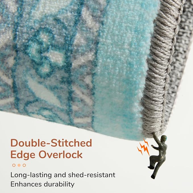 OPPODREAM Soft Area Rugs 5x7, 5x7 Washable Rug with Non Slip Backing, 5 x 7 Faux Cashmere Low-Pile Carpet, Teal & Turquoise & Cream
