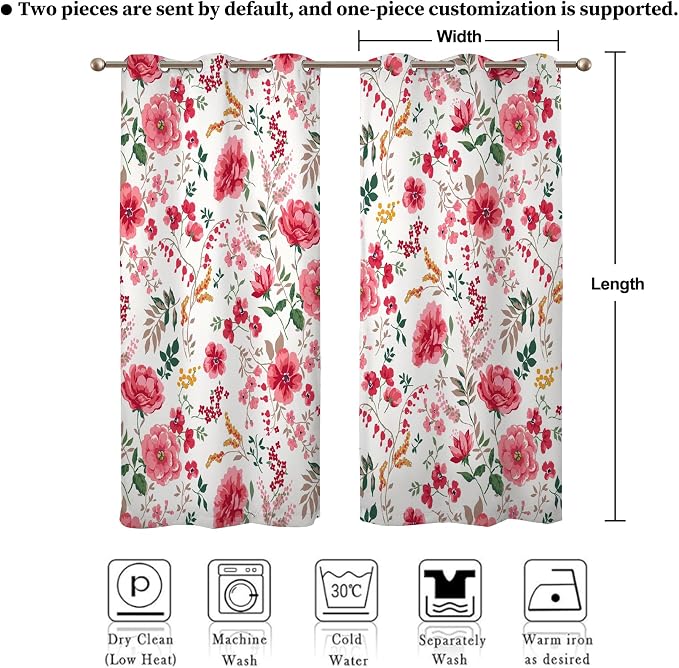 Renaiss Leaf Curtains Green Leaves Print Blackout Window Curtains for Bedroom Botanical Plants Grommet Top Room Darkening Window Drapes for Living Room 53W x 63L Inch Two Panel Set