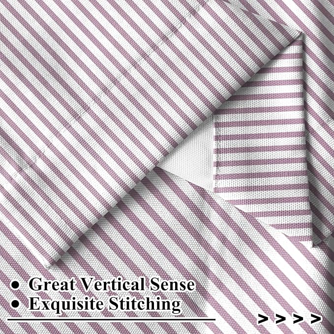Renaiss 42 x 54 Inch Striped Kitchen Curtains for Windows Short Linen Texture Ticking Stripe Tier Curtains Small for Cafe Bathroom Basement Pinstripe Farmhouse Rod Pocket Window Drapes 2 Panels