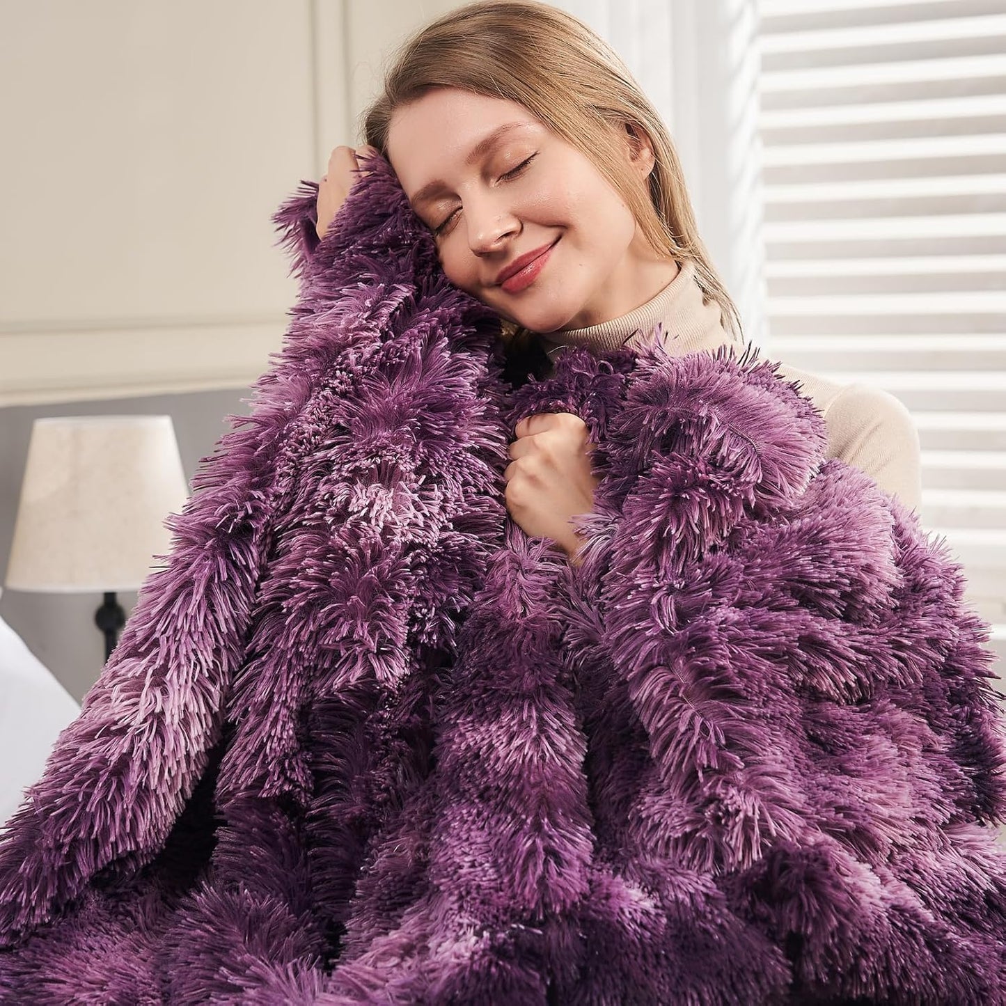 GONAAP Fuzzy Faux Fur Throw Blanket Tie-dye Violet Purple Super Soft Cozy Plush Fuzzy Shaggy Blanket for Couch Sofa Bed (Tie-dye Violet Purple, Throw(50"x60"))