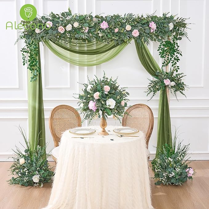 Alecono 300pcs Mixed Eucalyptus Leaves Stems Bulk, 4 Kinds Artificial Greenery Stems Faux Sliver Dollar Fake Greenery for Centerpieces Wedding DIY Bouquets Floral Arrangement Party Decor