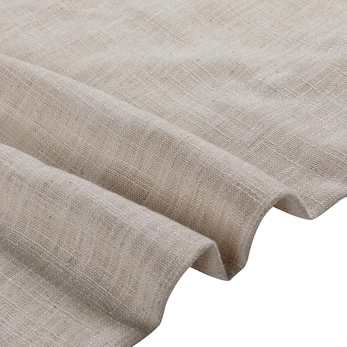 TWOPAGES 42" W x 36" L Linen Blend Cafe Curtains for Kitchen Window, Light Filtering Pinch Pleated Tier Curtains, Modern Farmhouse Half Window Curtains for Bathroom, Burlywood Birch, 2 Panels