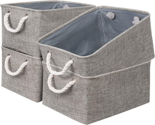 Storage Basket Fabric Sturdy Canvas Storage Bins Organizer with Handles for Clothes and Storage Foldable Storage Boxes Cubes