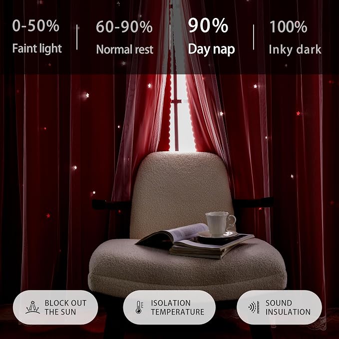 XiDi Blackout Curtains for Bedroom Windows - Unicorn Pattern for Girls & Kids Room, Living Room - 63x52 Inches, 2 Panel, Red