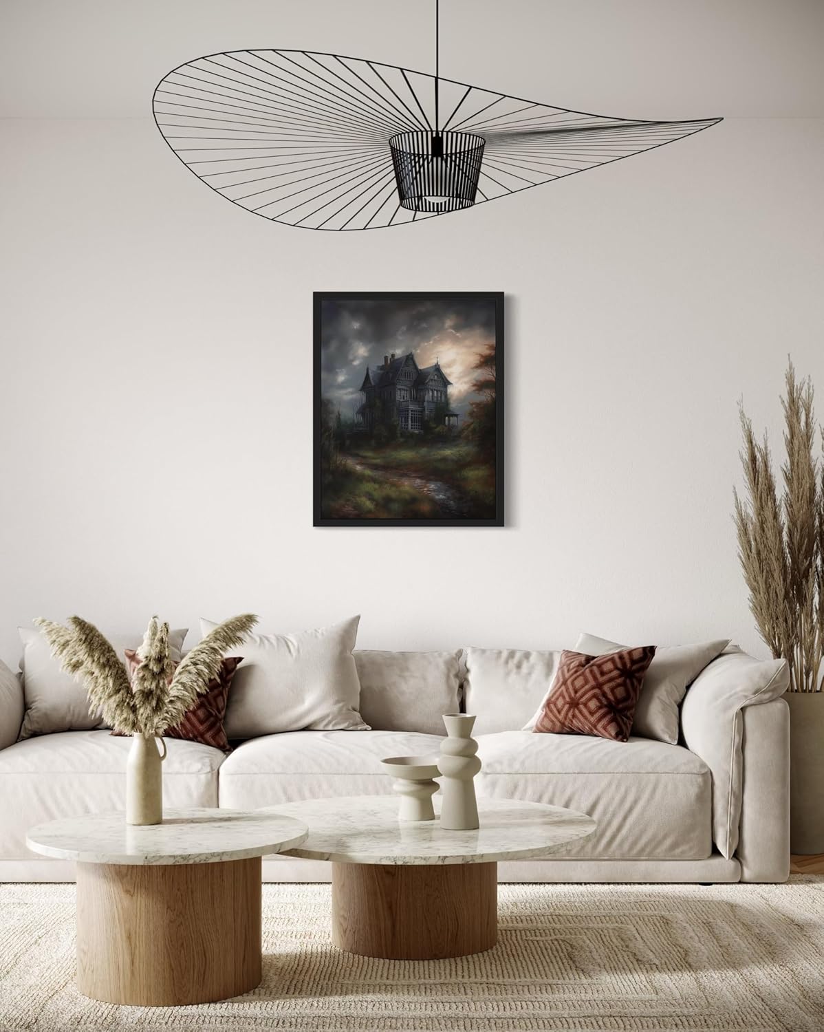 Haunted House Poster Art Print, Halloween Scary Vintage Wall Art Academia Spooky Painting Decoration for Horror Prints, Gothic Posters Bedroom Decor 89 (Haunted House, 8 x 10 inches, Unframed)