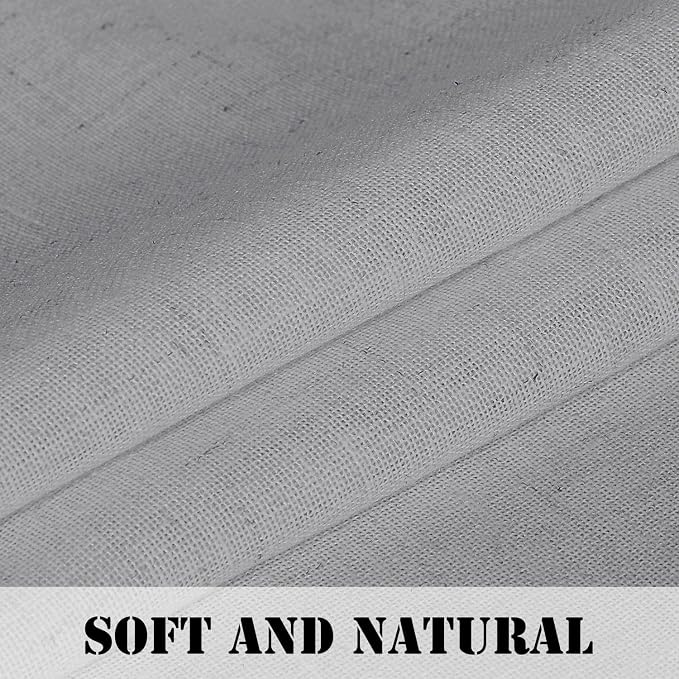 H.VERSAILTEX Dove Linen Curtains 72 Inch Length for Living Room 2 Panels Set Rod Pocket Semi Sheer Curtains for Bedroom Dining Room Gaming Playroom Sunroom Bay Window 52x72