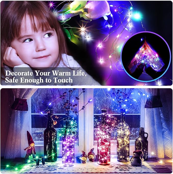 Tuanse 150 Pack LED Fairy Lights Colored Battery Operated String 3 Speed Modes 7 ft 20 LED Starry Wedding Decoration Waterproof Wire Twinkle Light for DIY Jar Bedroom Party Supplies (Multi Color)