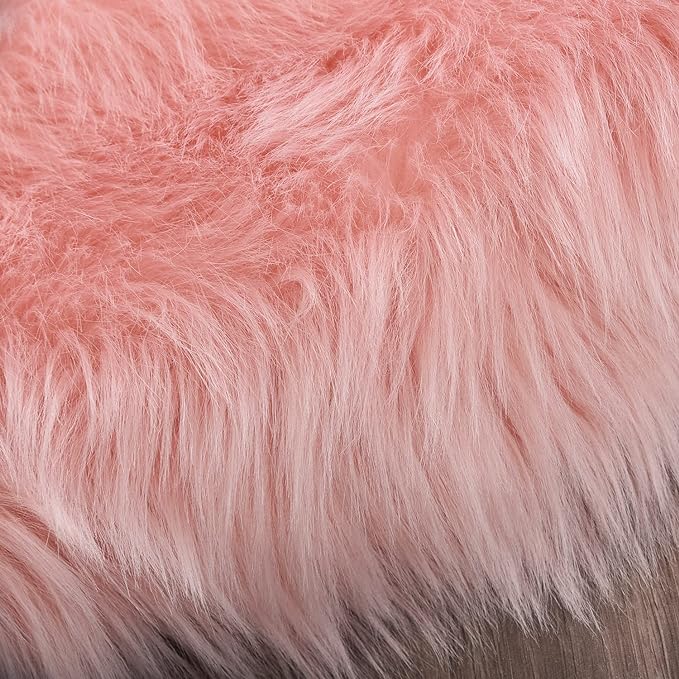 Latepis Round Pink Faux Sheepskin Fur Rug Circle Rugs 4ft Soft Fluffy Rugs for Bedroom Girls Living Room Rug for Dorm Floor Luxury Home Decor