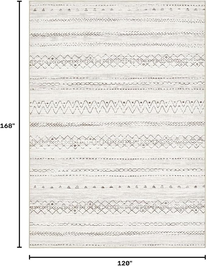 cotiled 10x14 Area Rugs Living Room Rug: Washable Boho Rugs with Non Slip Backing Large Soft Indoor Stain Resistant Carpet for Bedroom Farmhouse Dining Room Lightweight Home Decor Brown