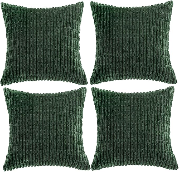 Fancy Homi 4 Packs Decorative Throw Pillow Covers for Living Room Couch Bed, Modern Farmhouse Boho Home Décor Accent Cushion Case, 20" x 20", Forest Green