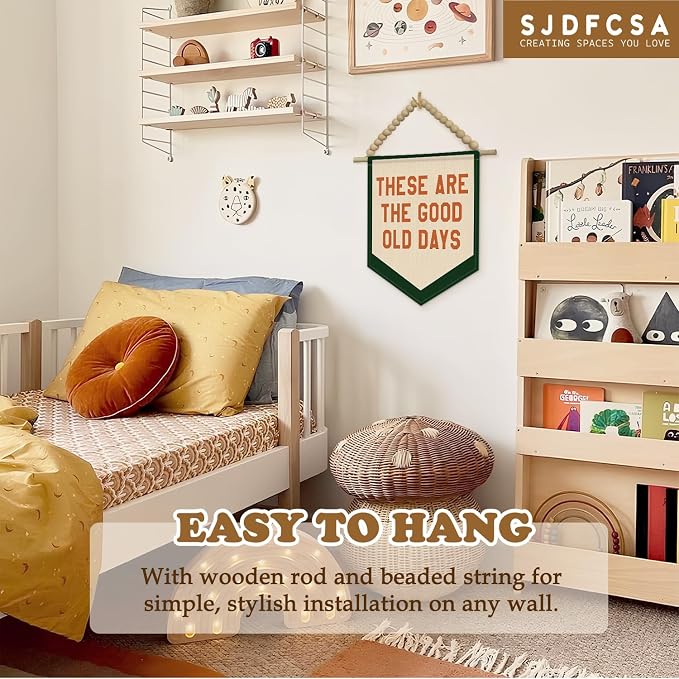 Inspirational These Are the Good Old Days Wall Art Decor, Kids Room Decor, Trendy Retro Boho Nursery Wall Hanging Display Pennant Flag for Kids Boy Girl Nursery Room Bedroom Playroom Classroom