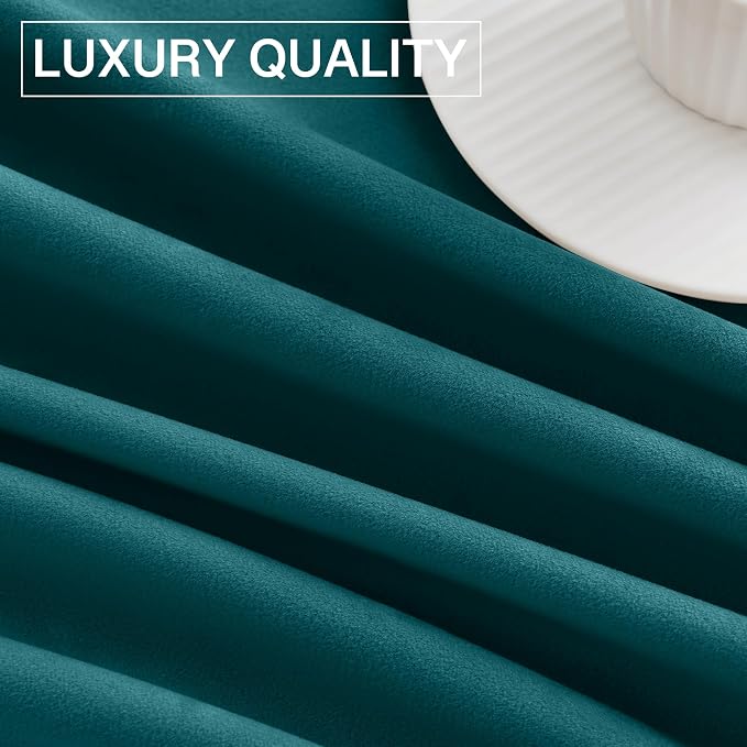 StangH Luxury Soft Velvet Teal Peacock Curtains 108 inches, 2 Panels | 300GSM Soft Heavy Velvet, Room Darkening&UV Protection, Thermal Insulated, Soundproof, Bedroom, Living Room