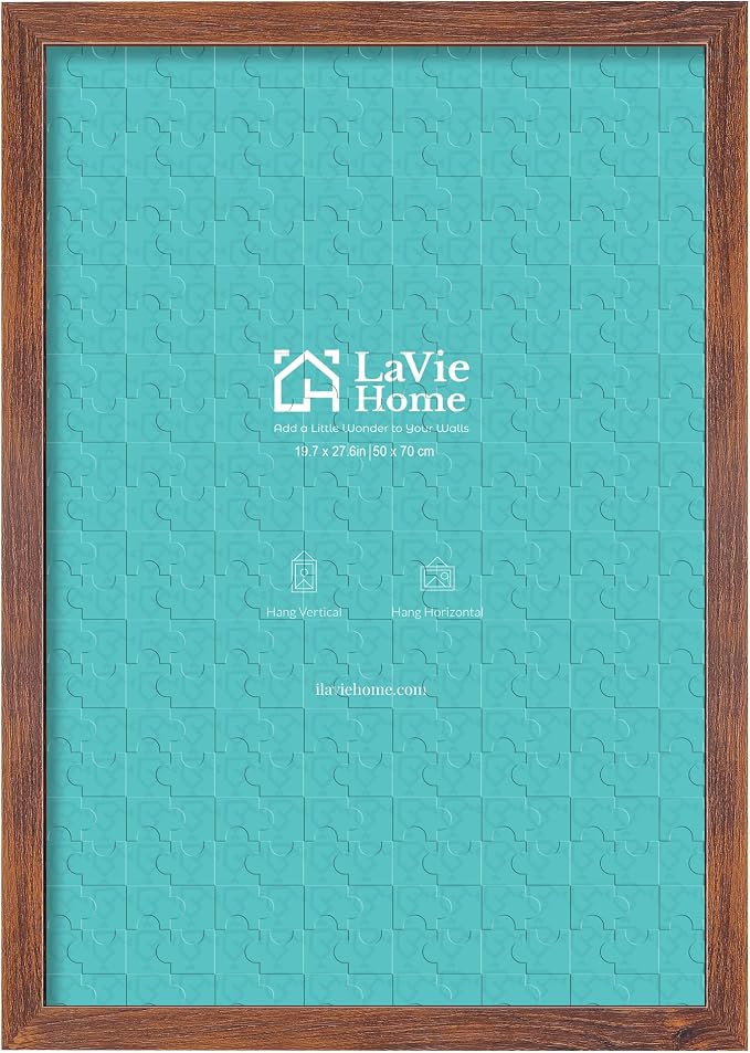 LaVie Home 19.7x27.6 Picture Frame Brown, Puzzles Frame for Wall Decoration, Classic Brown Minimalist Style Suitable for Decorating Houses, Offices, Hotels, Puzzles Posters Photos or Artwork（1 Pack）