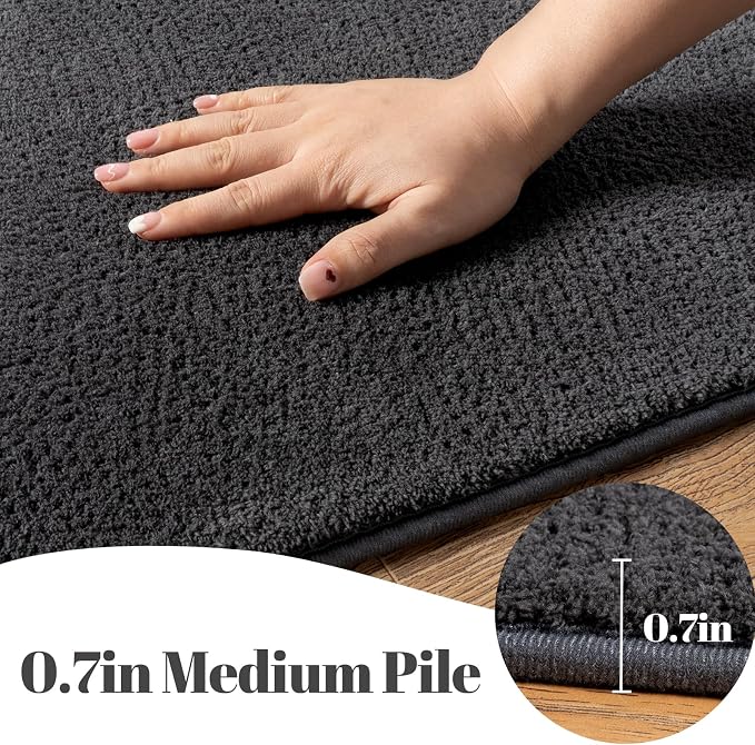 qulint Dark Grey Runners for Hallways 2x6, Modern Washable Kitchen Runner Rug Non Slip Soft Thickened Memory-Foam Indoor Besides Rug, Minimalist Solid Carpet for Entrance Laundry Home Decor