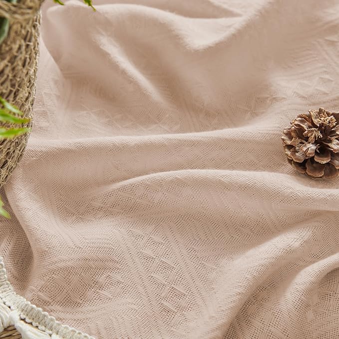 Joydeco Custom Boho Curtain Panel for Bedroom Living Room - Super Soft Light Filtering Country Rustic Semi Sheer Farmhouse Rod Pocket (Custom, Pink)