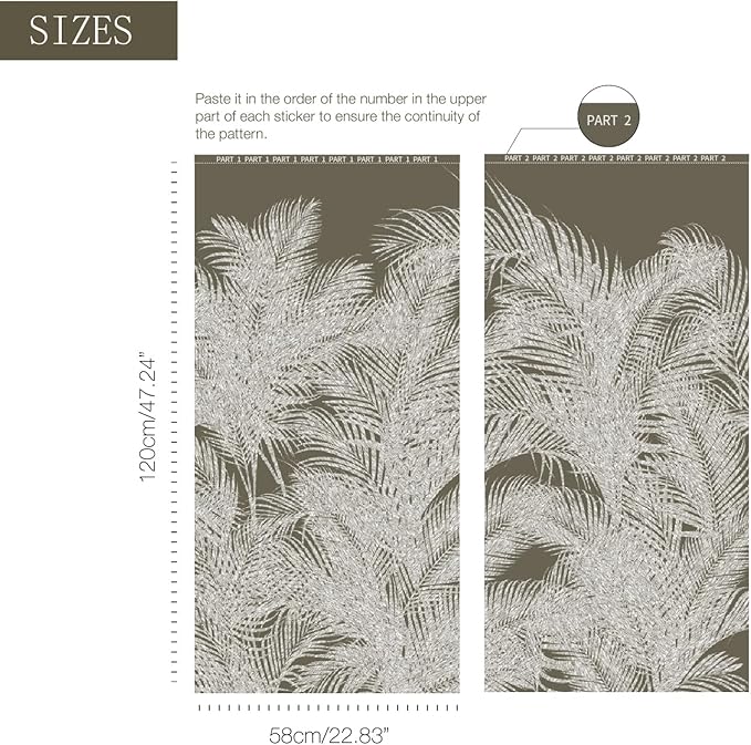Modern Botanical Frosted Window Privacy Film, Etched Glass Window Film Decorative Abstract Plants, Thickened Floral Shadow Palm Leaf Window Cling Privacy Film 22.83"X47.24"