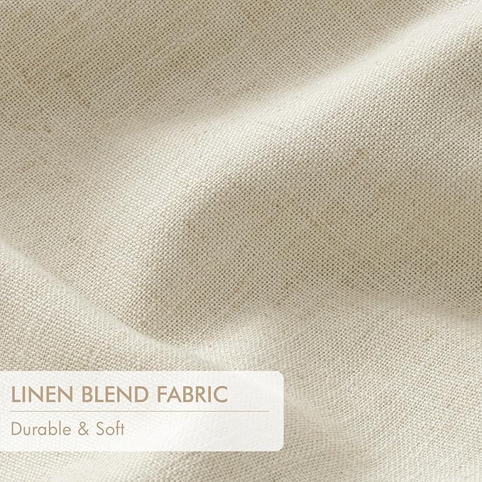 MIULEE Cream Pinch Pleated 100% Blackout Linen Curtains for Bedroom, Room Darkening Memory Trained Light Blocking Window Curtains 96 inches Long for Living Room, Black Out Pleat Drapes, 2 Panels