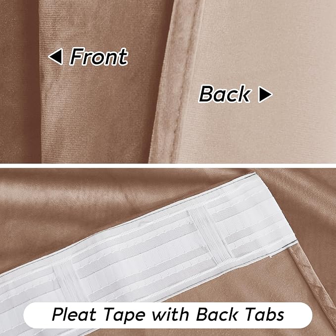 RYB HOME Blush Velvet Curtains 102 inches with Hook Belt, Soft Fabric Room Darkening Thermal Insulated Luxurious Home Decor Curtains for Living Room Bedroom, W 52" x L 102", 2 Panels Set